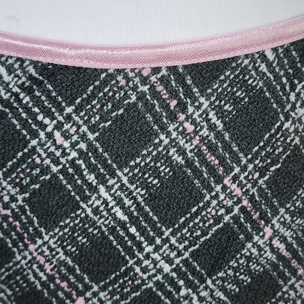 Plaid Tweed Midi Skirt Womens Medium Black Pink A-Line Y2K Grunge Coquette Retro - Picture 3 of 13